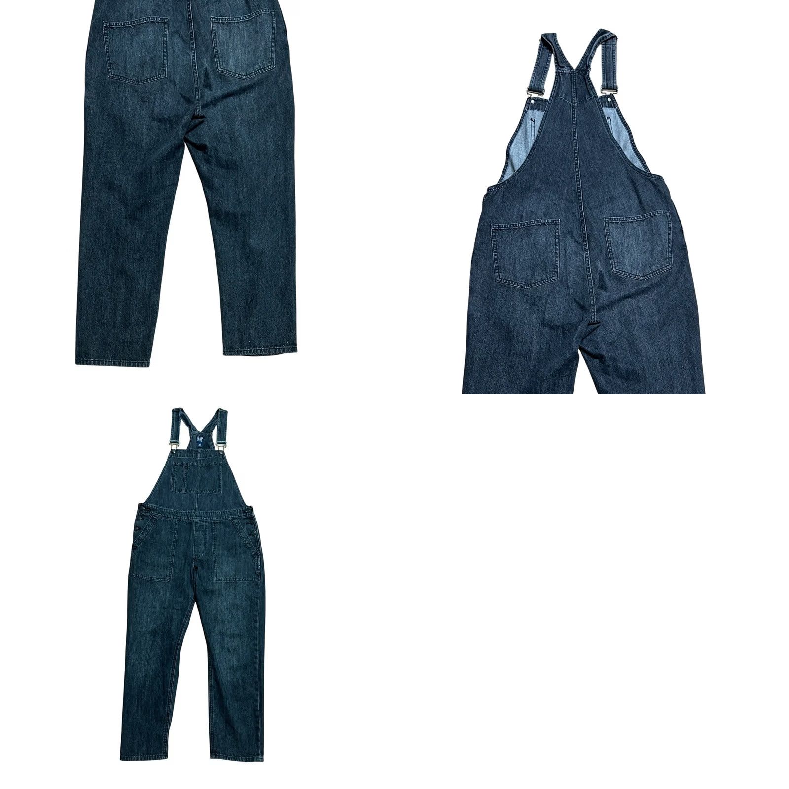 Gap GAP Overalls Crop Slouch Bib Women's Medium Black/Gray Denim Jeans 90s Casual Straight Leg Pockets Adjustable Waist 100% Cotton Blue Gray Size 32" / US 10 / IT 46 - 9 Thumbnail
