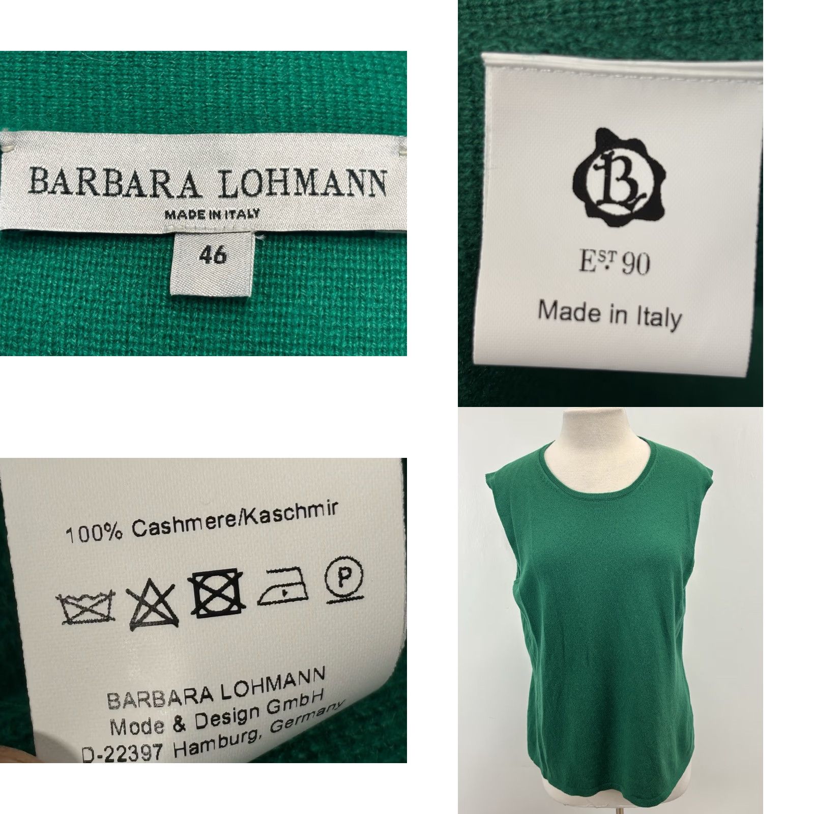 Vintage Barbara Lohmann Cardigan Sweater 2 Pc Cashmere Twin Set Women EU 46 US 16 Green Mens? Size XXL / US 16-18 / IT 52-54 - 8 Thumbnail