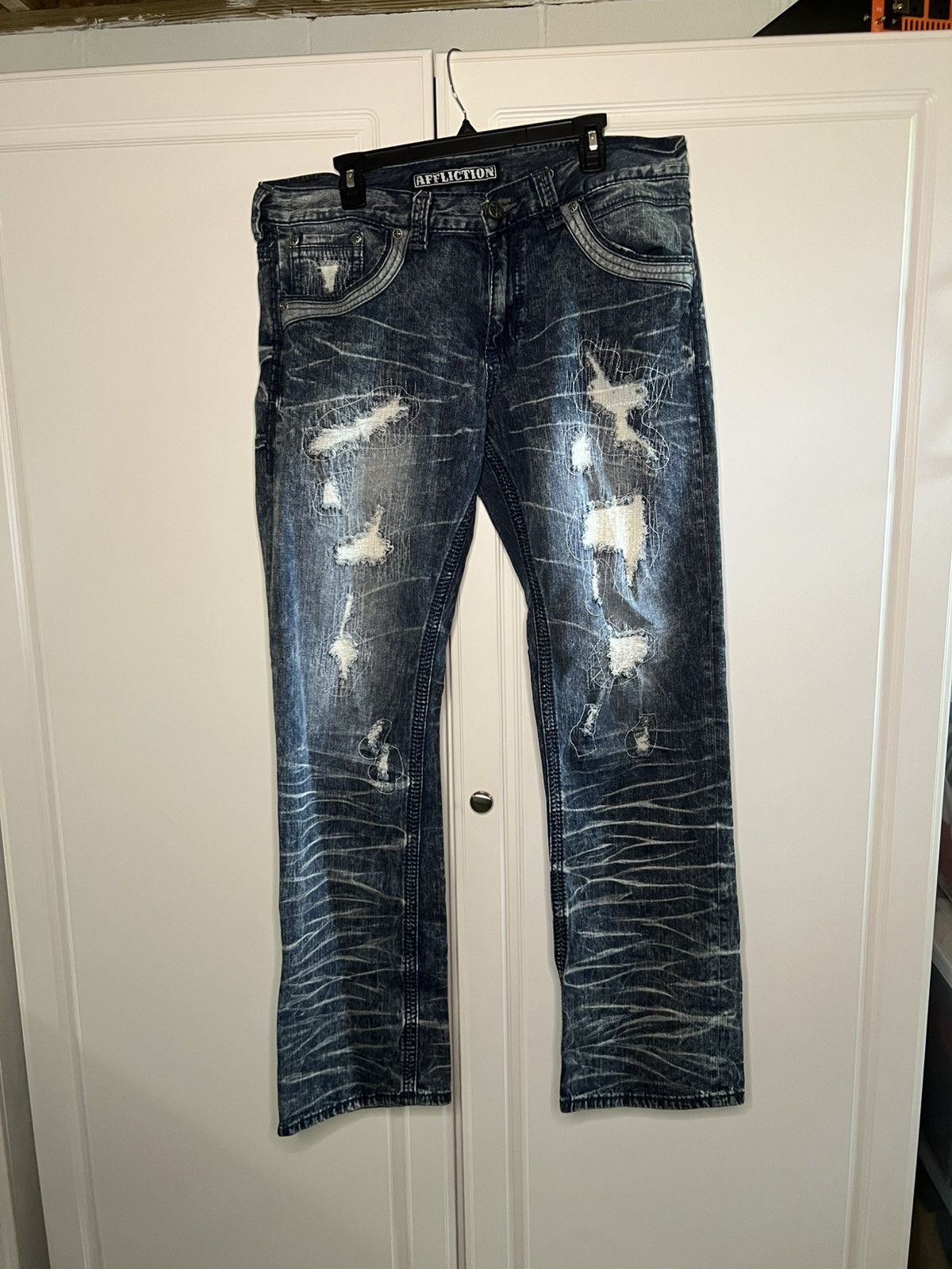 Affliction Y2K Affliction Distressed Cooper Straight Leg Jeans Size US 36 / EU 52 - 1 Thumbnail