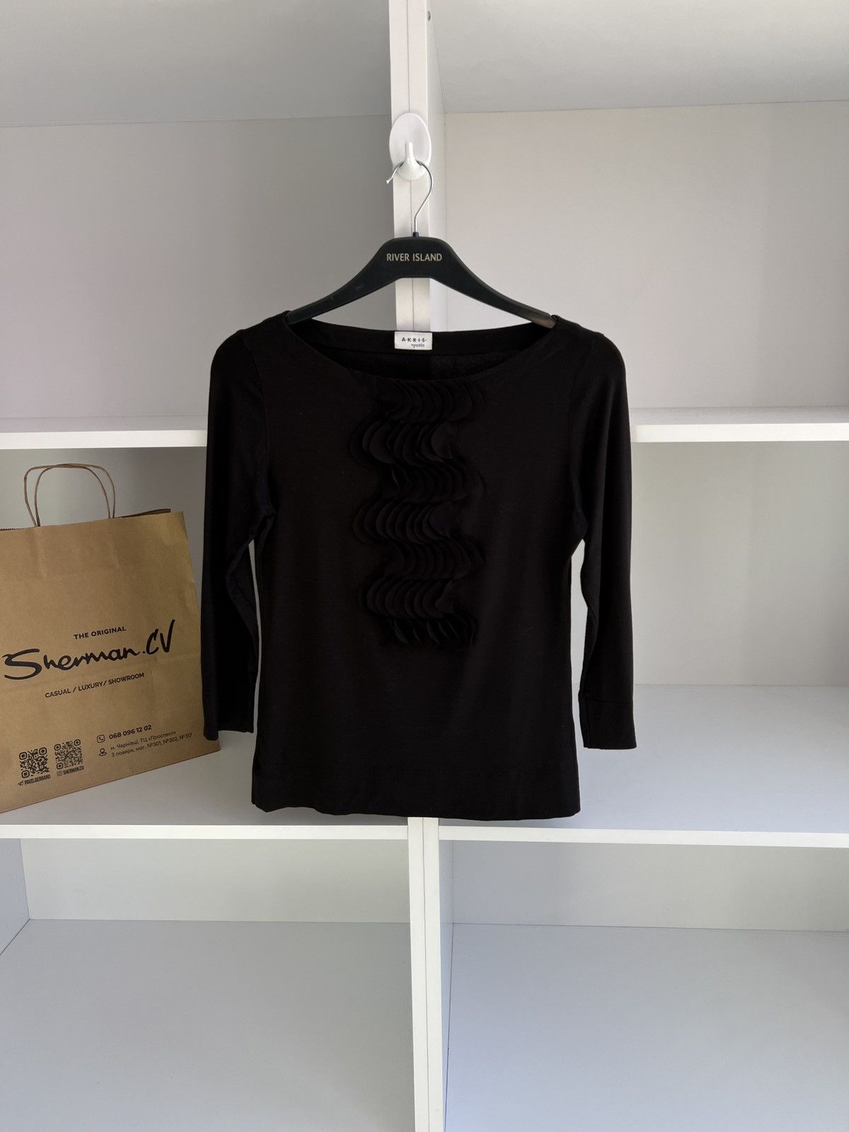 Akris × Designer × Vintage Vintage Akris Women's Black Blouse Size XS / US 0-2 / IT 36-38 - 3 Thumbnail