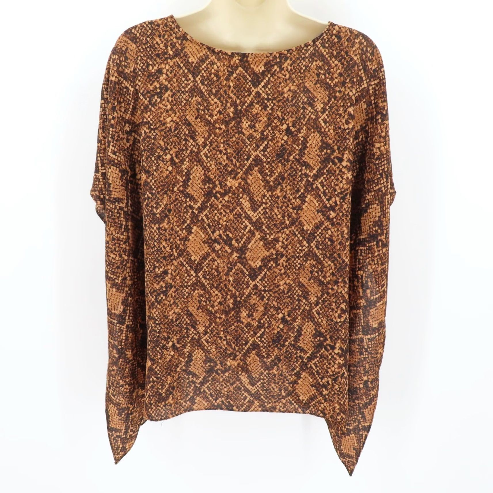 Michael Kors Michael Kors Women Shirt S/M Brown Snakeskin Print Cover Up Top Shirt Size S / US 4 / IT 40 - 5 Thumbnail
