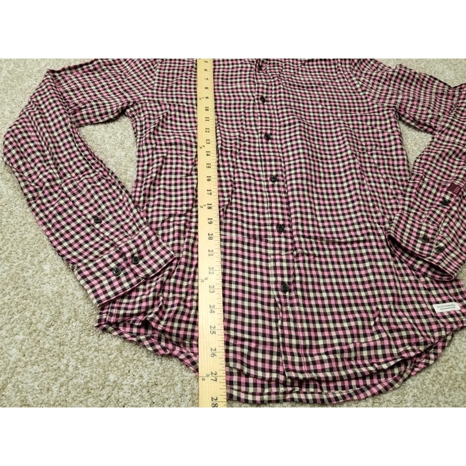 Scotch & Soda Scotch & Soda Shirt Men S Pink Black Check 100% Viscose Amsterdam Blauw Size US S / EU 44-46 / 1 - 3 Thumbnail