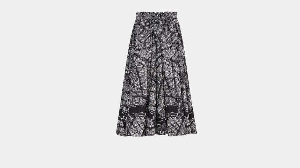Dior o1w1db10225 Mid-Length Open-Front Skirt in White Black Size 28" / US 6 / IT 42 - 2 Thumbnail