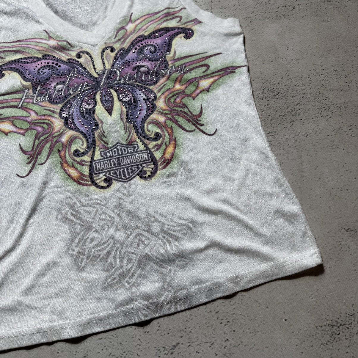 Harley Davidson new t shirt harley davidson y2k print butterfly ed hardy Size L / US 10 / IT 46 - 4 Thumbnail