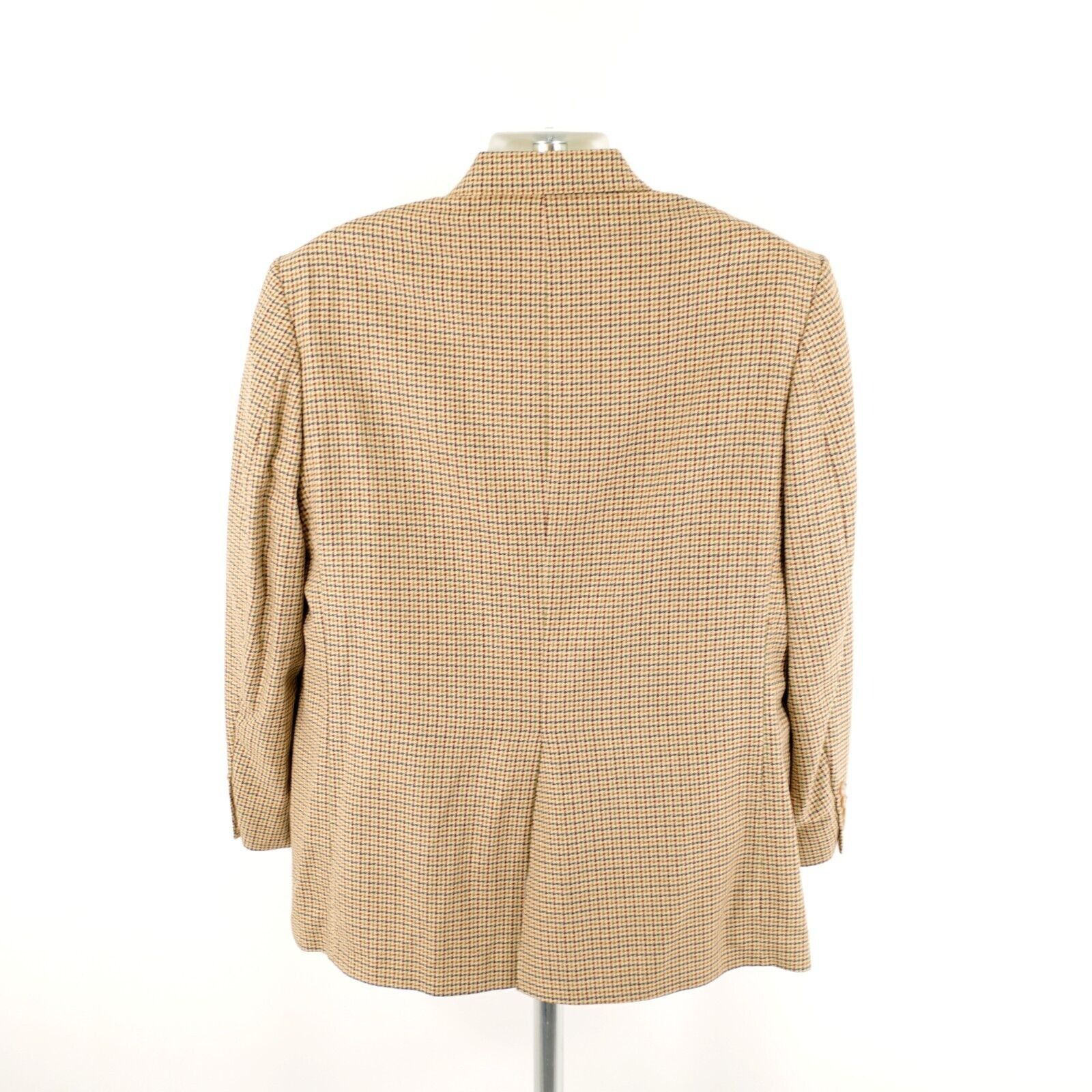 Lands' End Land's End Wool Silk Houndstooth 2 Button Sport Coat 42R Tan Size 42R - 7 Thumbnail