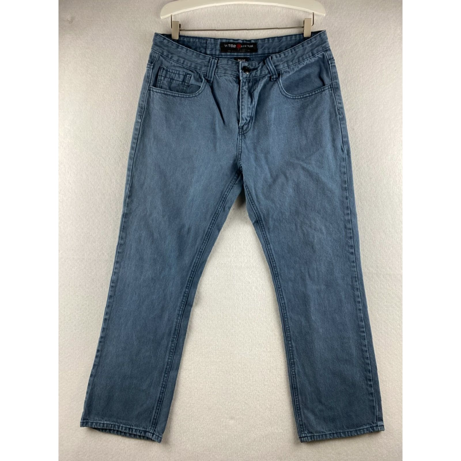 Denime WT02 Jeans Mens 34 x 30 Relaxed Straight Leg Denim 100% Cotton Blue Jeans Mens Regular 34 Blue Modern Vintage: No Size US 34 / EU 50 - 2 Thumbnail