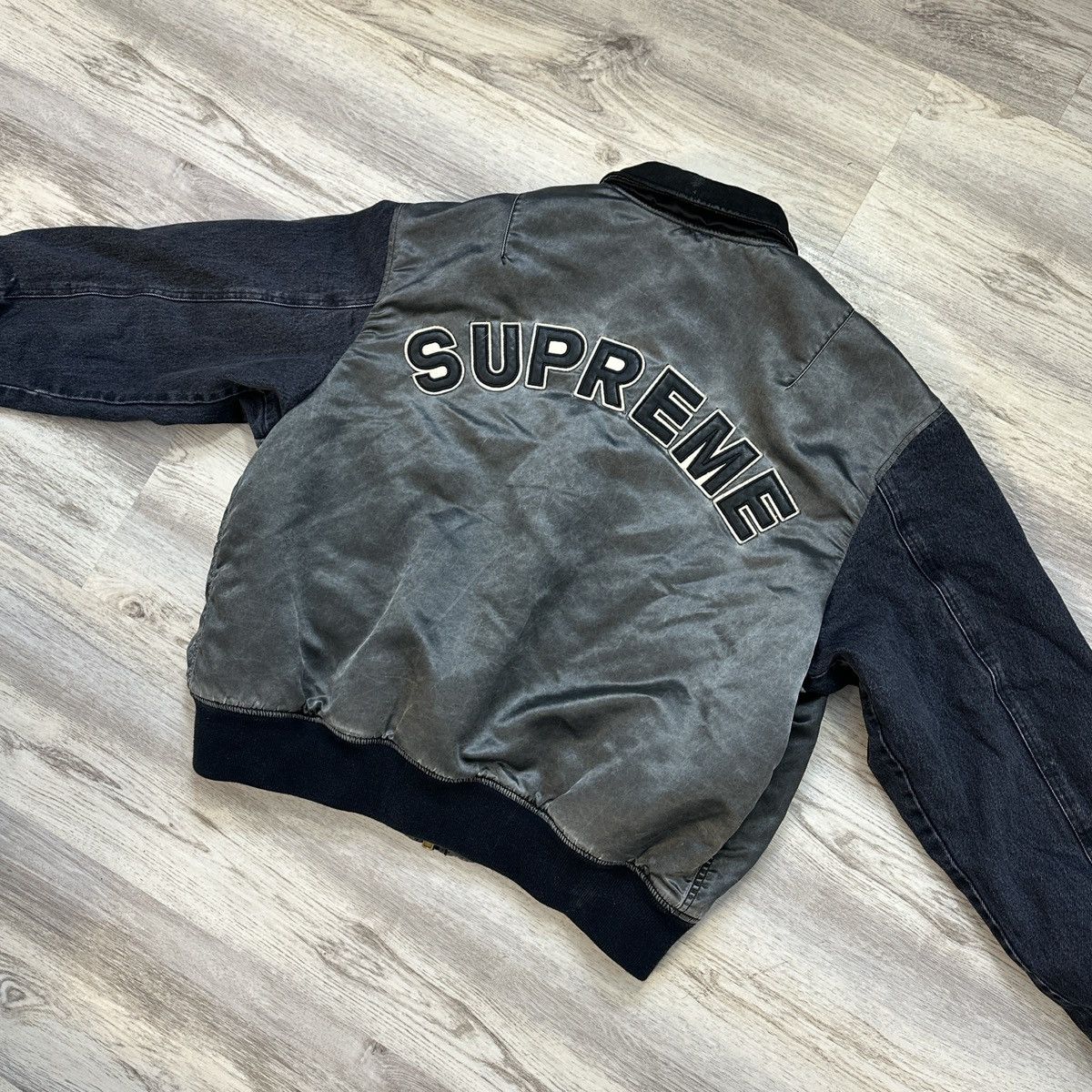 Supreme Supreme Denim Sleeve MA-1 Bomber Jacket Size US L / EU 52-54 / 3 - 1 Thumbnail