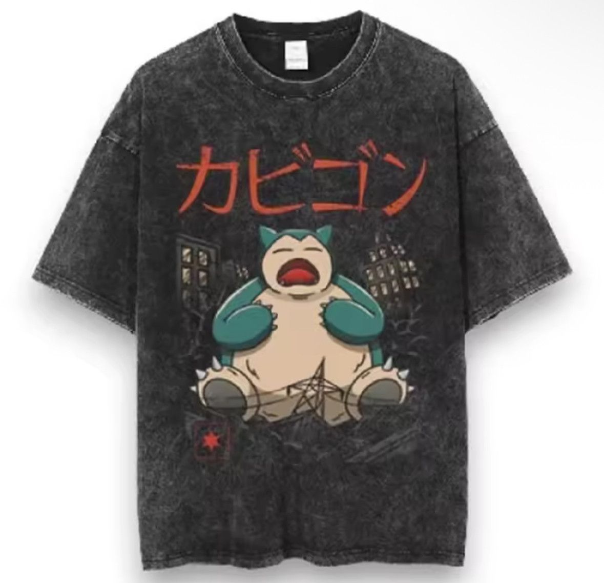 Japanese Brand Y2K Streetwear Retro Anime Snorlax Washed T-Shirt Size US XL / EU 56 / 4 - 1 Thumbnail