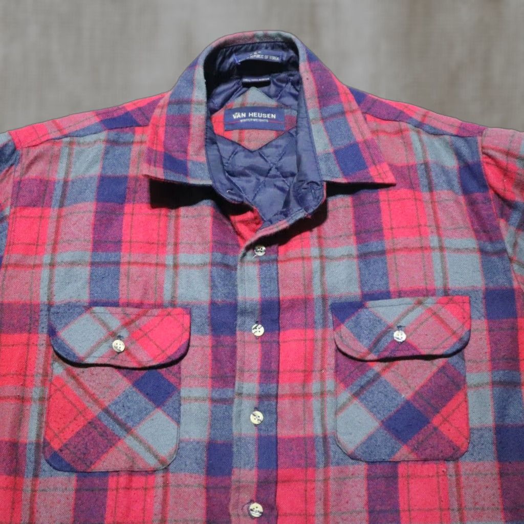 Van Heusen Van Heusen Vintage Yes Red Plaid Fleece Jacket Full Button Up Pockets Men's Size XL Size US XL / EU 56 / 4 - 1 Thumbnail