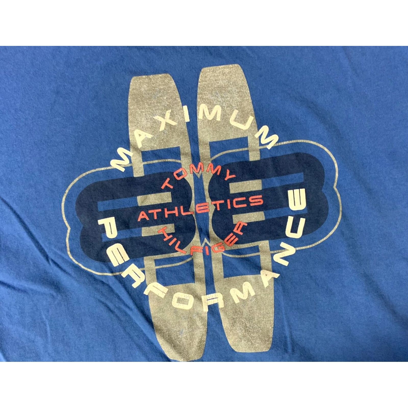 Tommy Hilfiger VINTAGE Tommy Hilfiger Athletics 90s Blue XL Mens T Shirt Made USA Size US XL / EU 56 / 4 - 2 Thumbnail