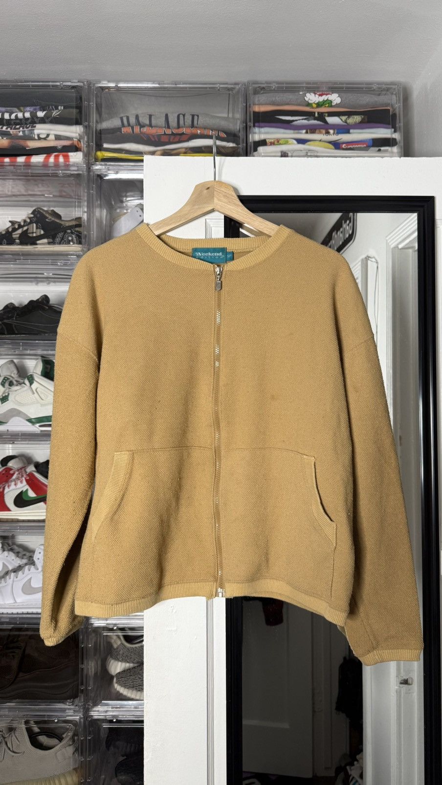 Vintage VINTAGE 1990’s Weekend Edition Zip Up Sweater Jacket Tan Size US S / EU 44-46 / 1 - 1 Thumbnail