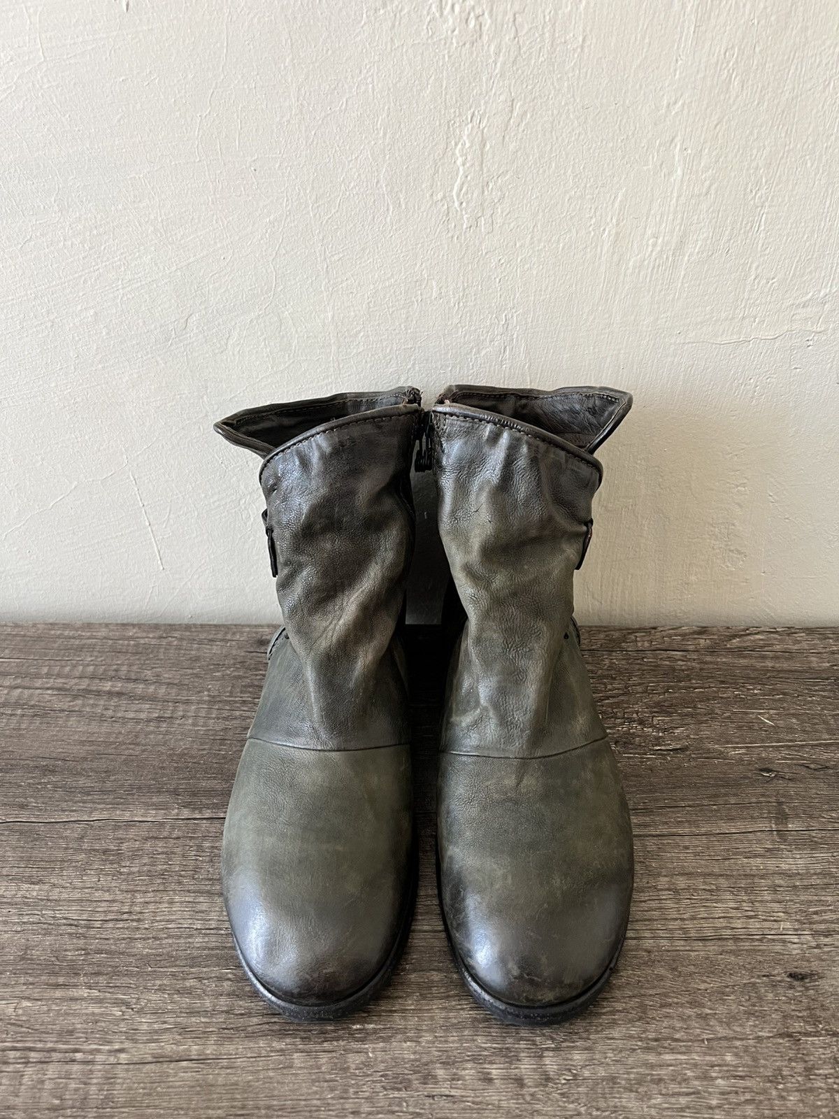 A.S.98 A.S.98 (Airstep) ITALIAN DISTRESSED OLIVE SLOUCH BOOTS Size US 8 / IT 38 - 4 Thumbnail