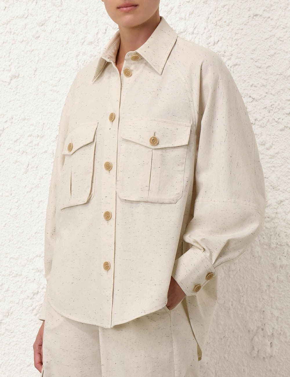 Zimmermann oc11z0925 Illustration Pocket Shirt in Ivory Size L / US 10 / IT 46 - 6 Thumbnail