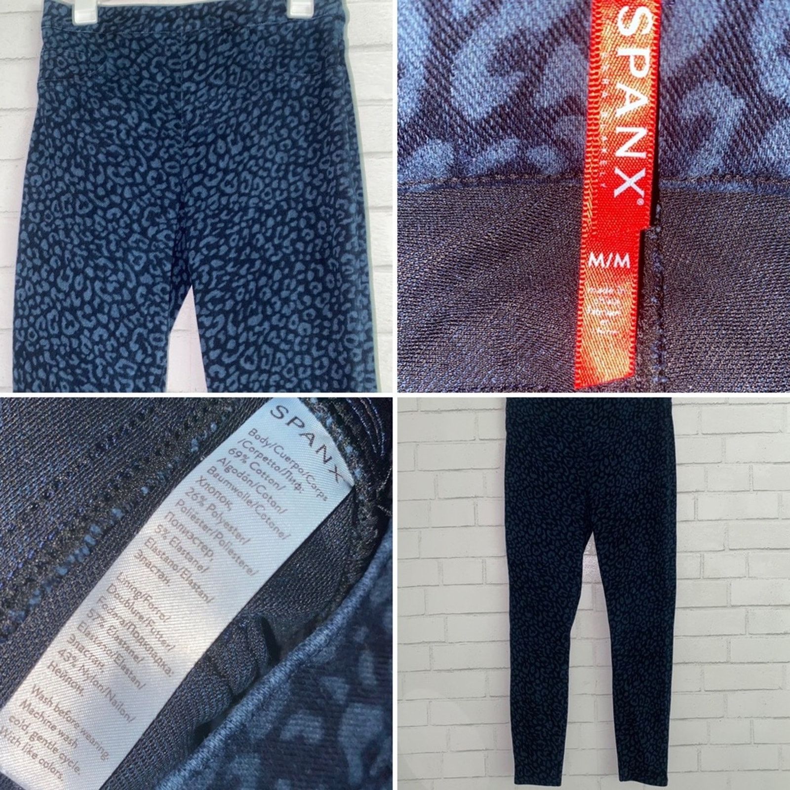 Spanx SPANX $99 Jeanish Legging Blue Denim Leopard MED EUC Size 30" / US 8 / IT 44 - 1 Thumbnail