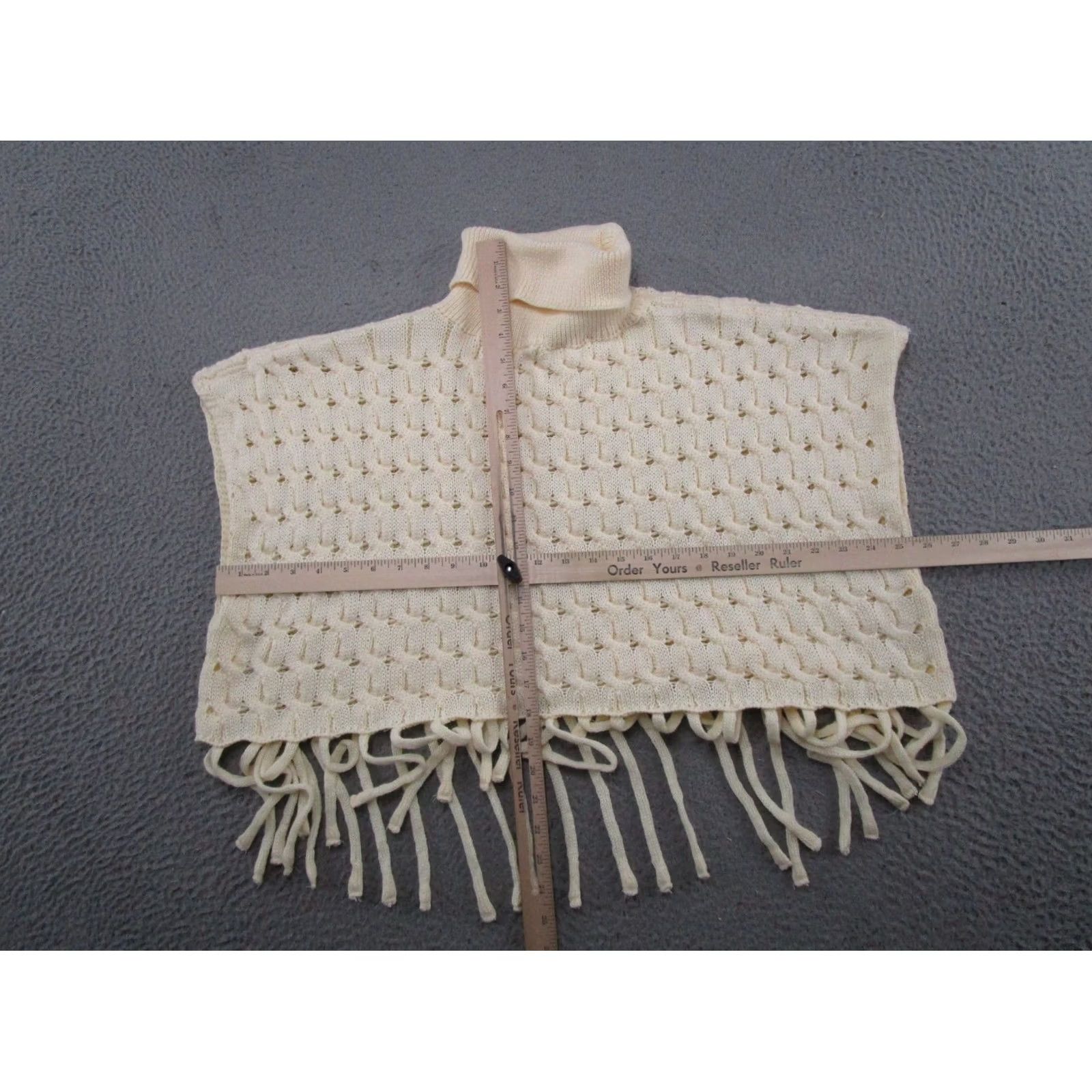 Vintage Davi Knit Poncho Turtleneck Ivory Ribbed Loose Chunky Wool Blend Sweater S Womens Pullover Winter, Fall, Spring Casual Size S / US 4 / IT 40 - 4 Thumbnail
