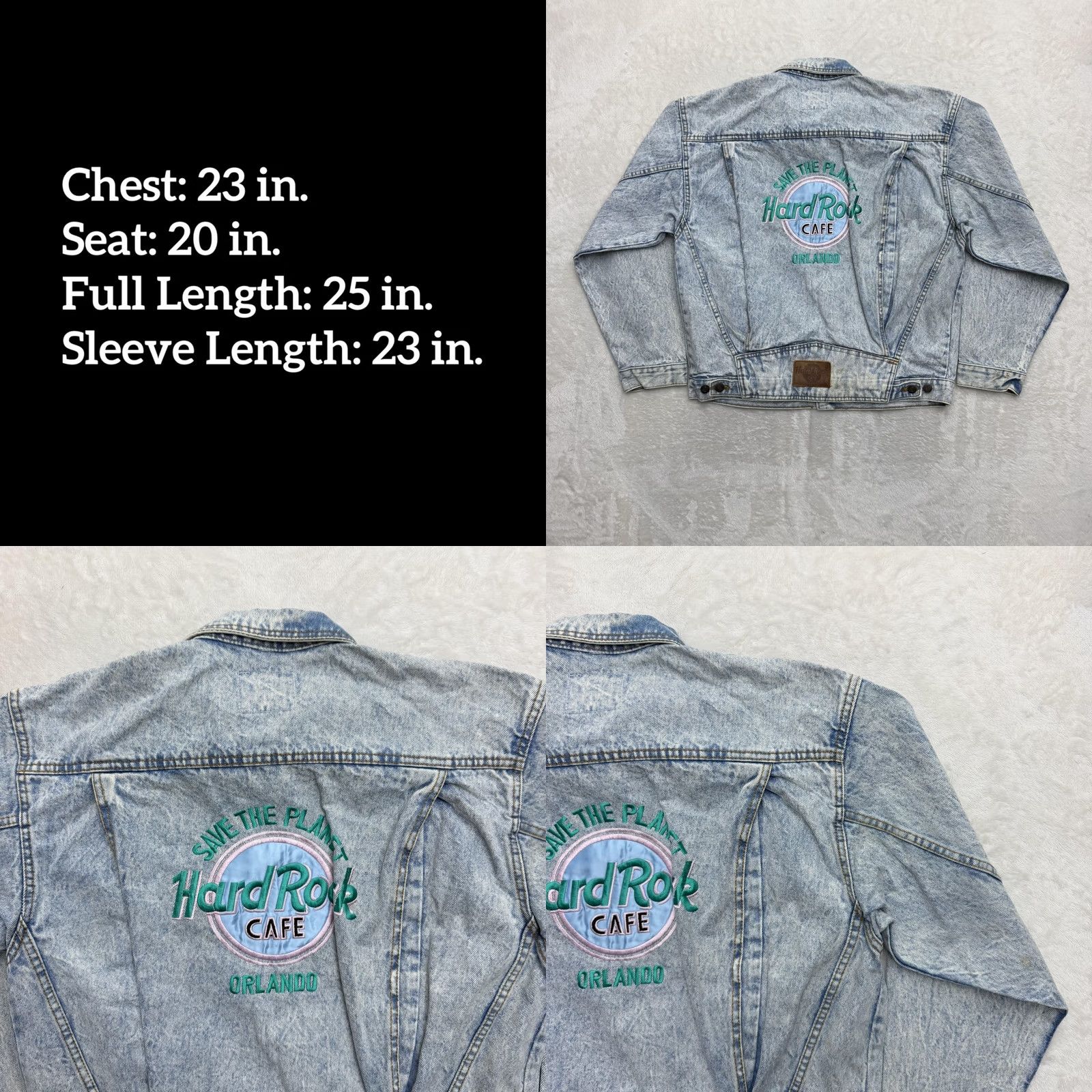 Hard Rock Cafe VINTAGE Hard Rock Cafe Jacket Mens M Blue Denim 80s Bomber Logo Embroidered Rock College? Size US M / EU 48-50 / 2 - 8 Thumbnail