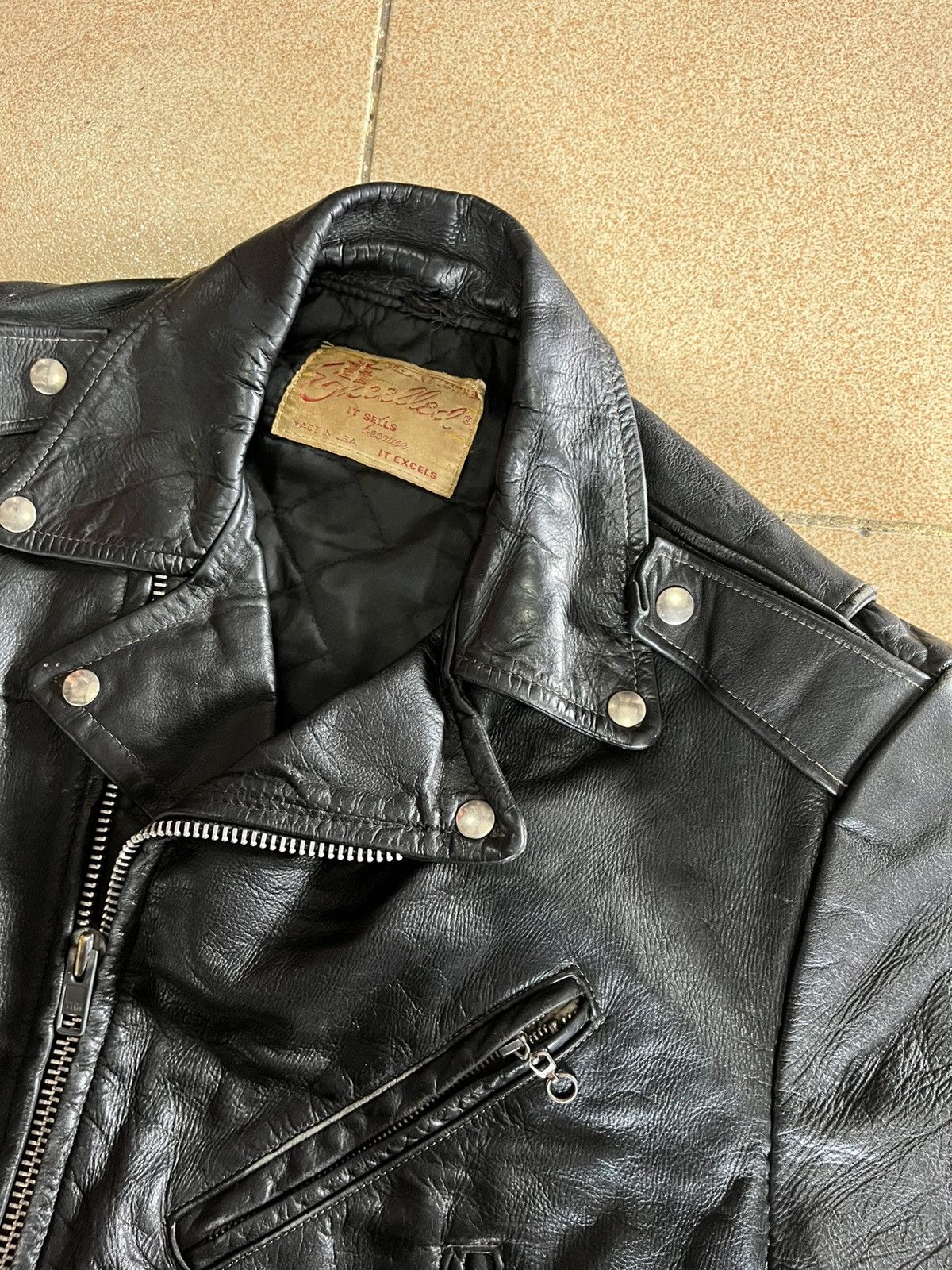 Excelled Vintage 60s 70s Excelled double riders leather jacket Size US L / EU 52-54 / 3 - 9 Thumbnail