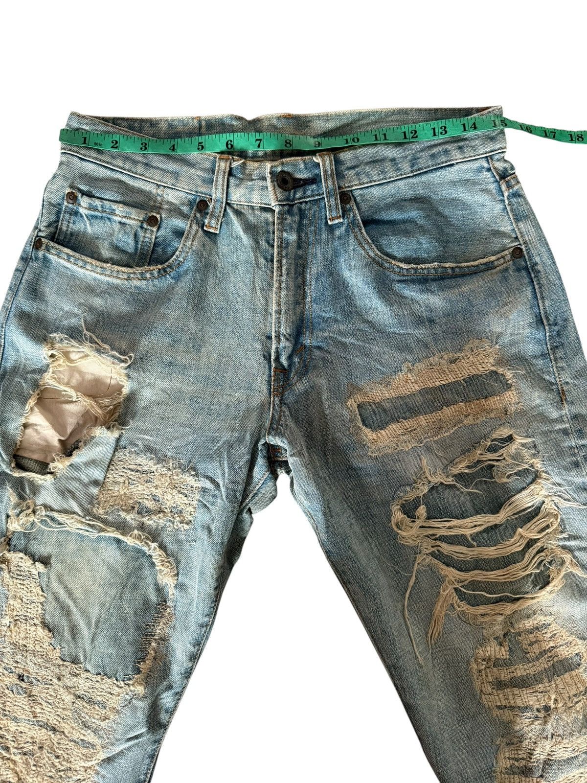 Japanese Brand Japanese Ykk New Max Faded Distressed Rare Design Denim Size US 29 - 18 Thumbnail