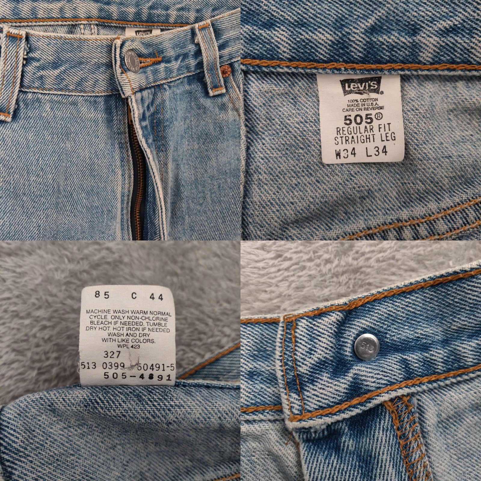 Levi's VINTAGE Levi's 505 Shorts Men 34 32x12 Blue Cutoff Denim Button Fly 90s USA Bermuda Distressed Pockets Size US 34 / EU 50 - 8 Thumbnail