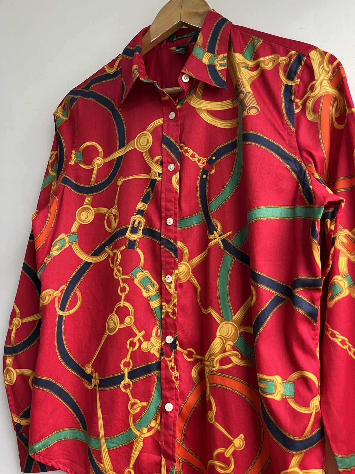 Polo Ralph Lauren Vintage Equestrian Chain Print Shirt Size M / US 6-8 / IT 42-44 - 3 Thumbnail