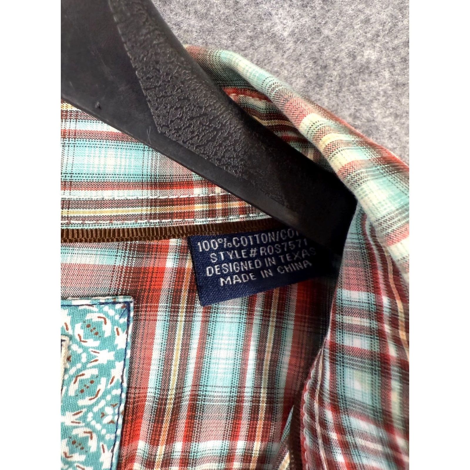 Vintage Panhandle Slim Rough Stock Western Shirt Mens 2XL Red Blue Plaid Pearl Snap Long Sleeve Pockets Size US XXL / EU 58 / 5 - 6 Thumbnail