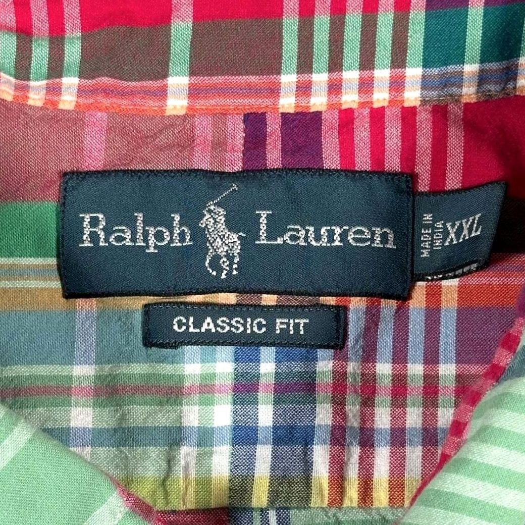 Ralph Lauren VINTAGE Ralph Lauren Shirt Adult 2XL Plaid Madras Pink Green Blue 90s Button-Up Short Sleeve Casual Mens Size US XXL / EU 58 / 5 - 4 Thumbnail