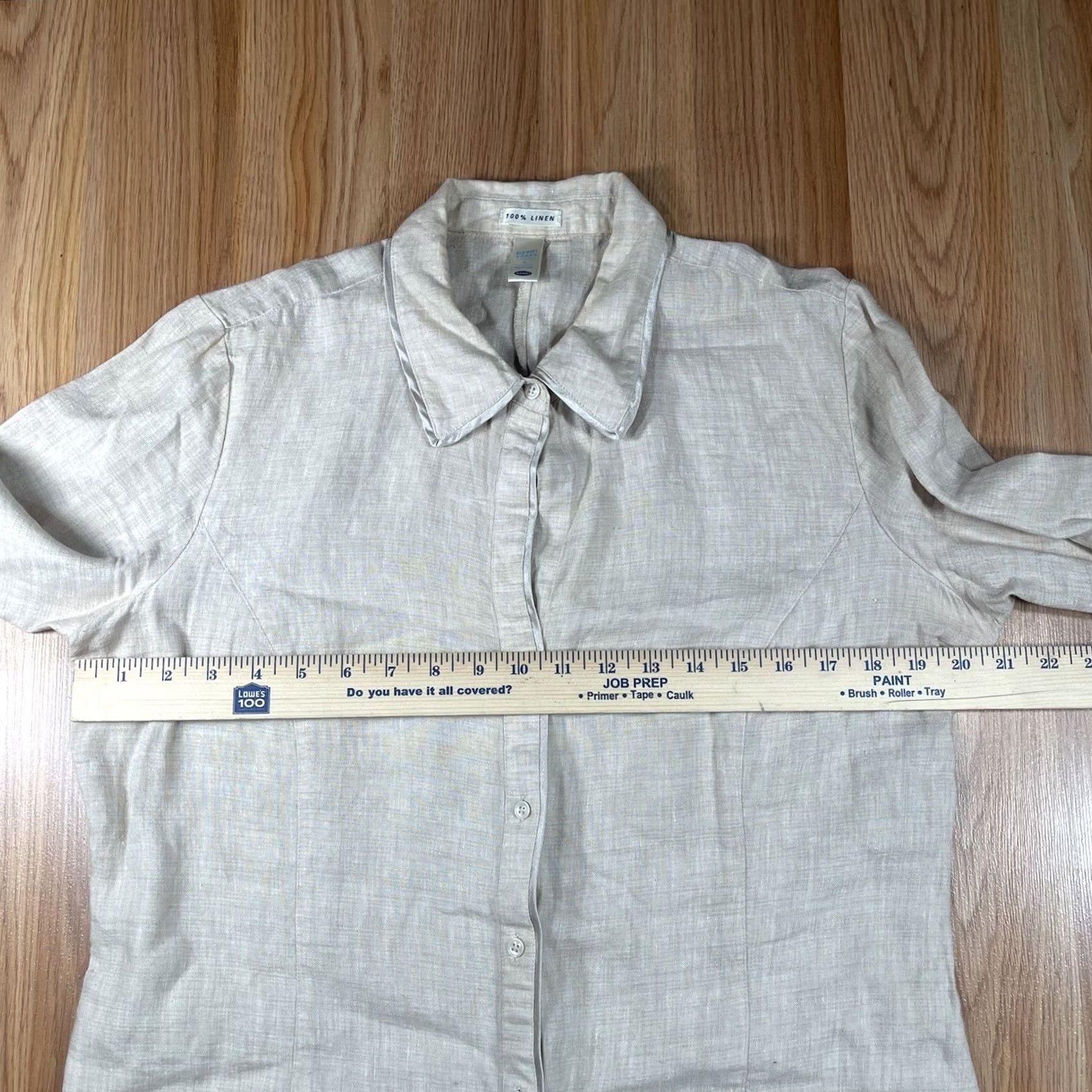 Old Navy Old Navy Shirt 100% Linen Button-Up Collared 3/4 Sleeve Womens Size XL Beige Size XL / US 12-14 / IT 48-50 - 5 Thumbnail