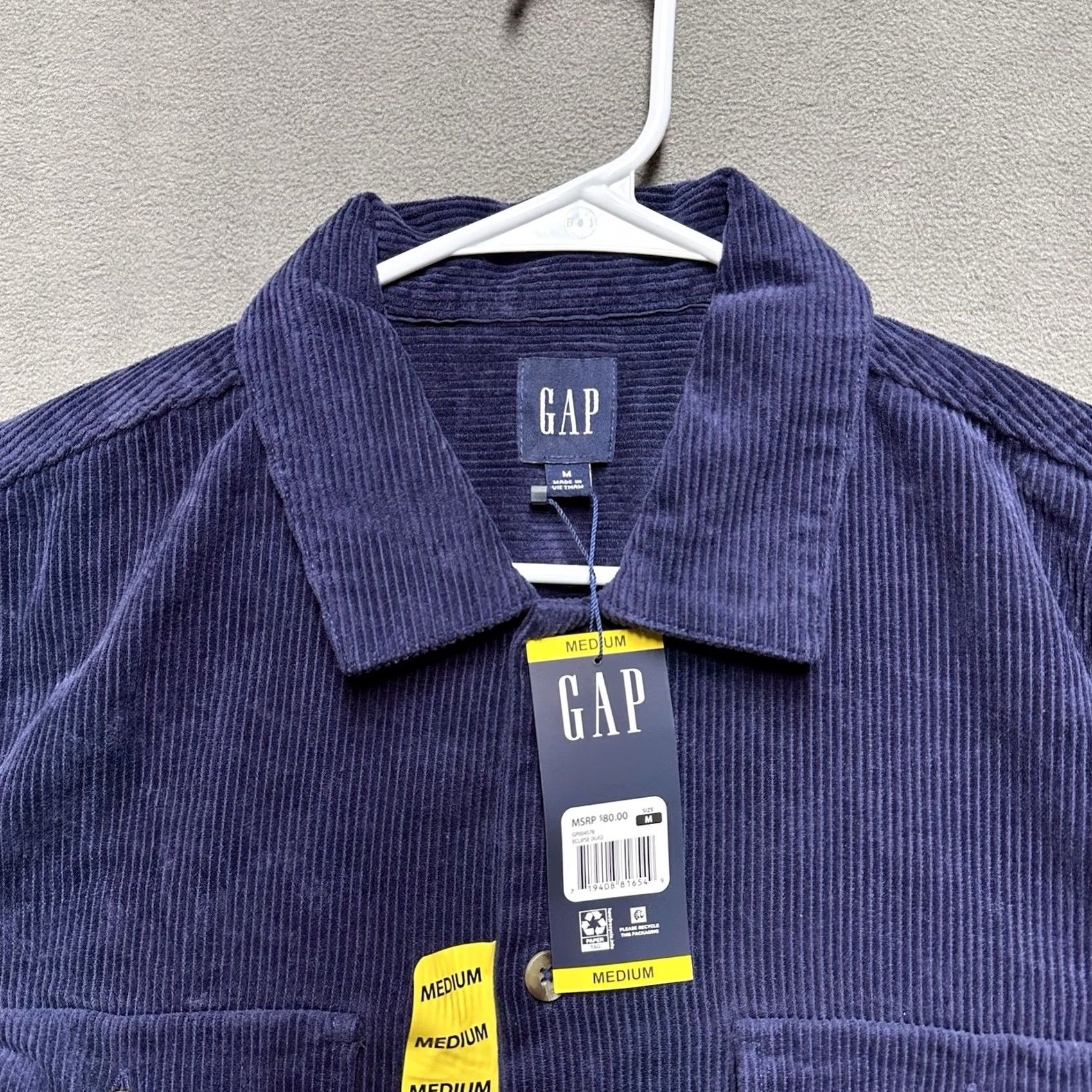Gap GAP Shirt Mens Medium Eclipse Blue Corduroy Button Up Long Sleeve Size US M / EU 48-50 / 2 - 3 Thumbnail
