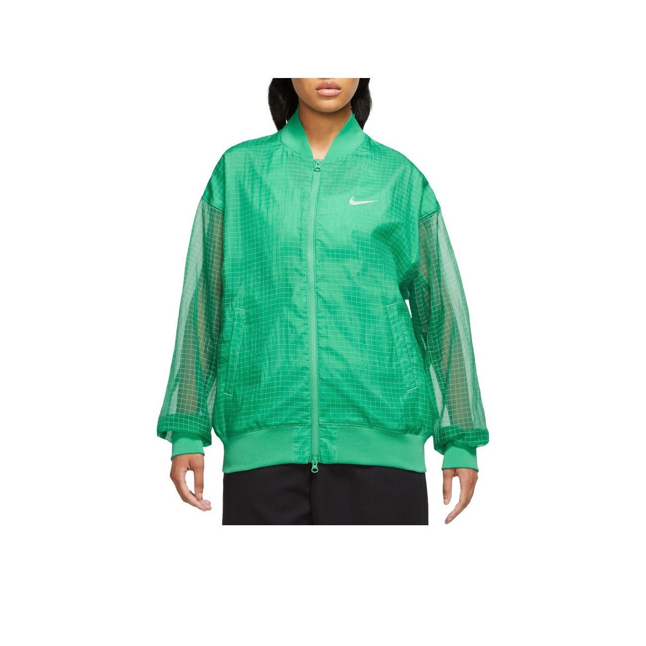 image of Nike Women's Sportswear Essentials Varsity Bomber Jacket - N in Green (Size XL)