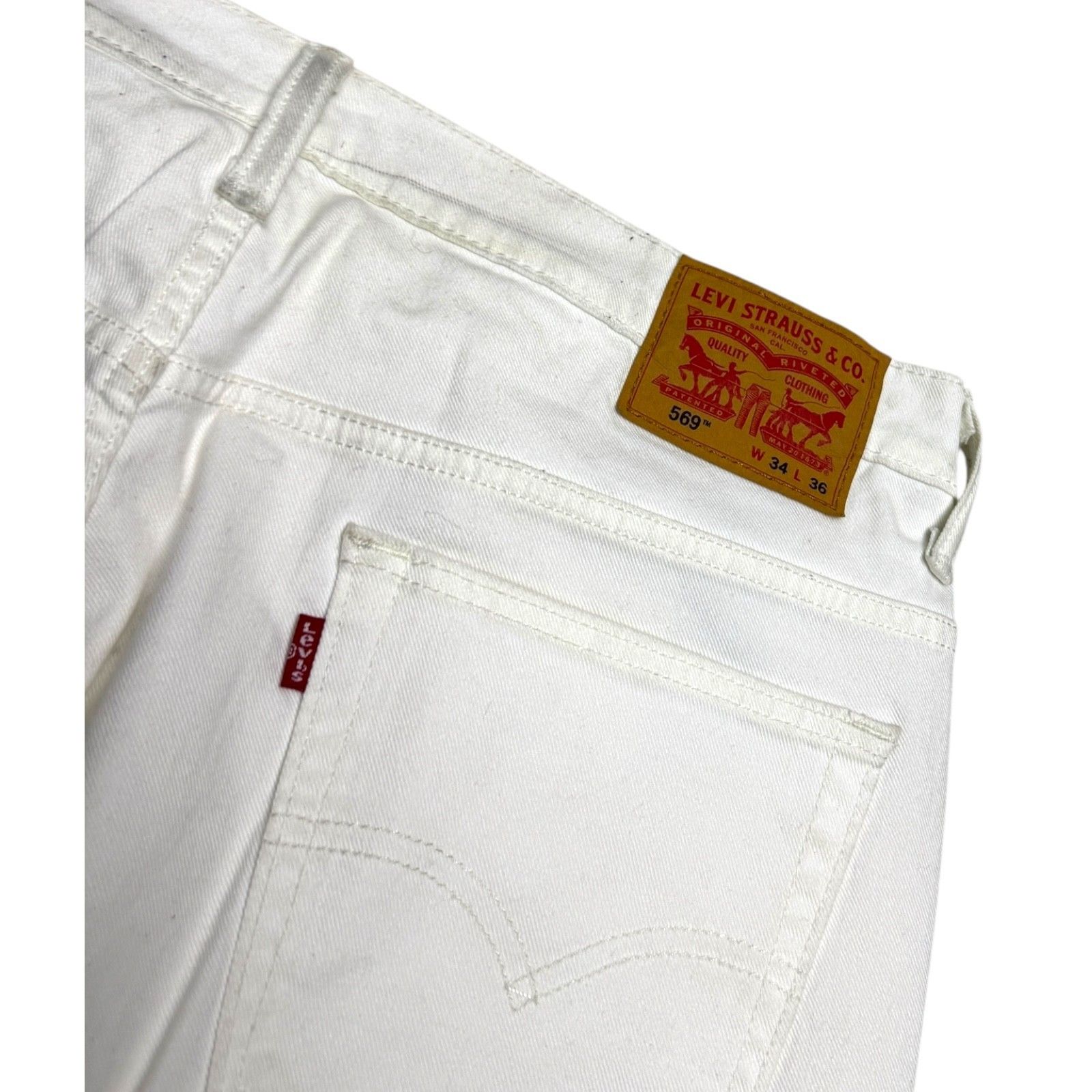 Levi's LEVIS 569 White Denim Casual Designer Straight Jeans 34x36 Size US 34 / EU 50 - 3 Thumbnail