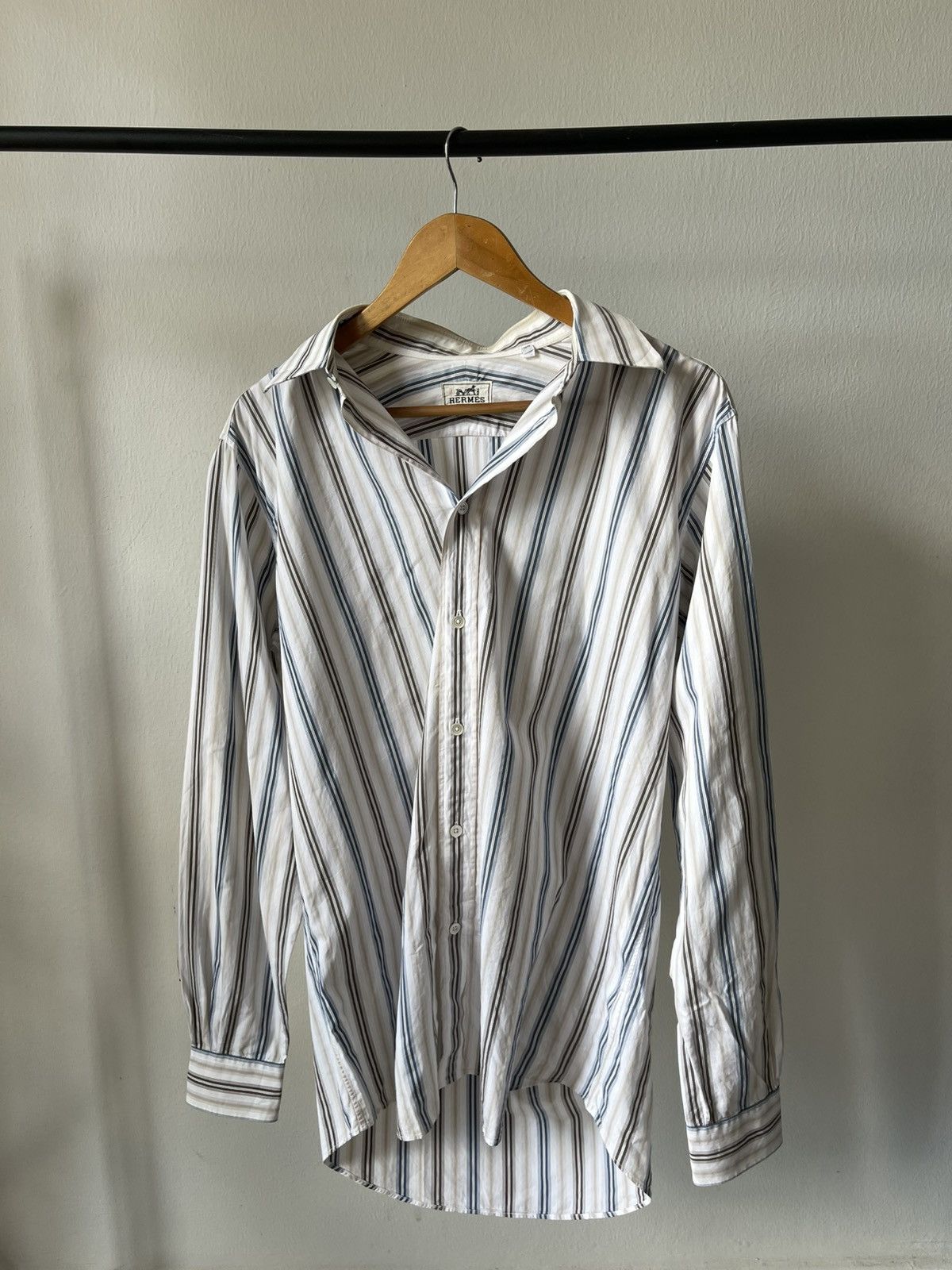 Hermes Hermes Stripe Button Ups Shirt Size US L / EU 52-54 / 3 - 5 Thumbnail