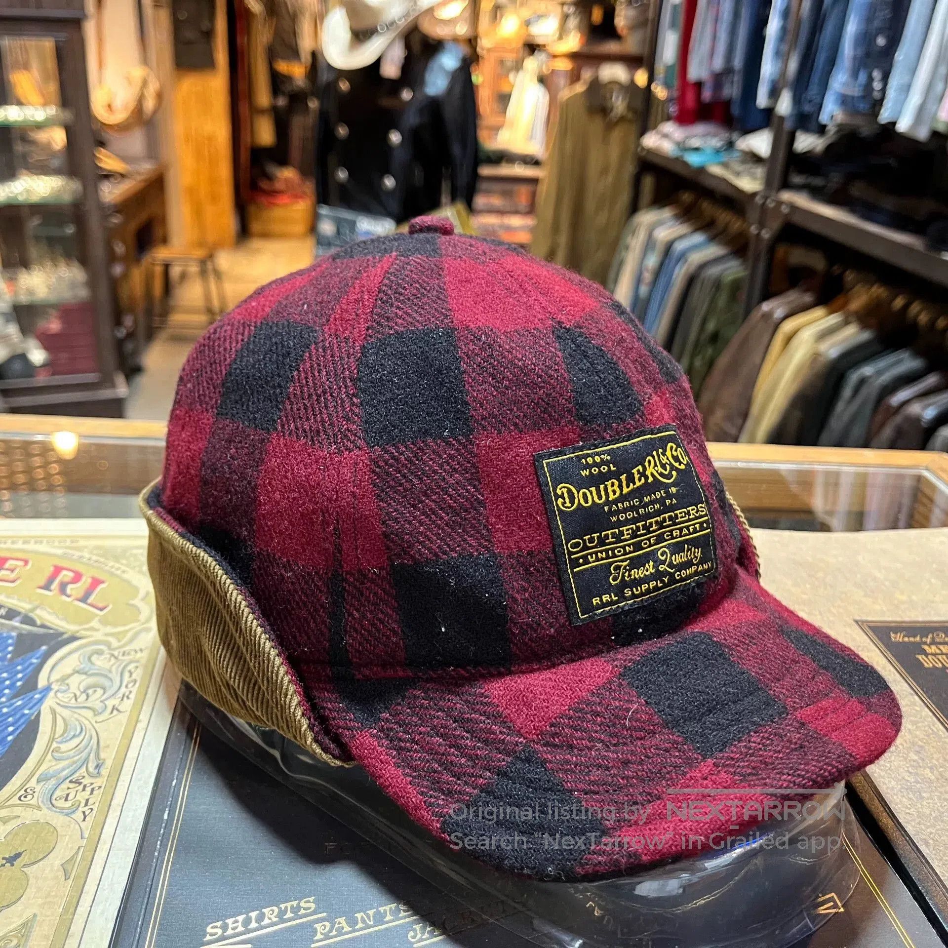 RRL Ralph Lauren red and black plaid RRL cap. Size ONE SIZE - 2 Thumbnail