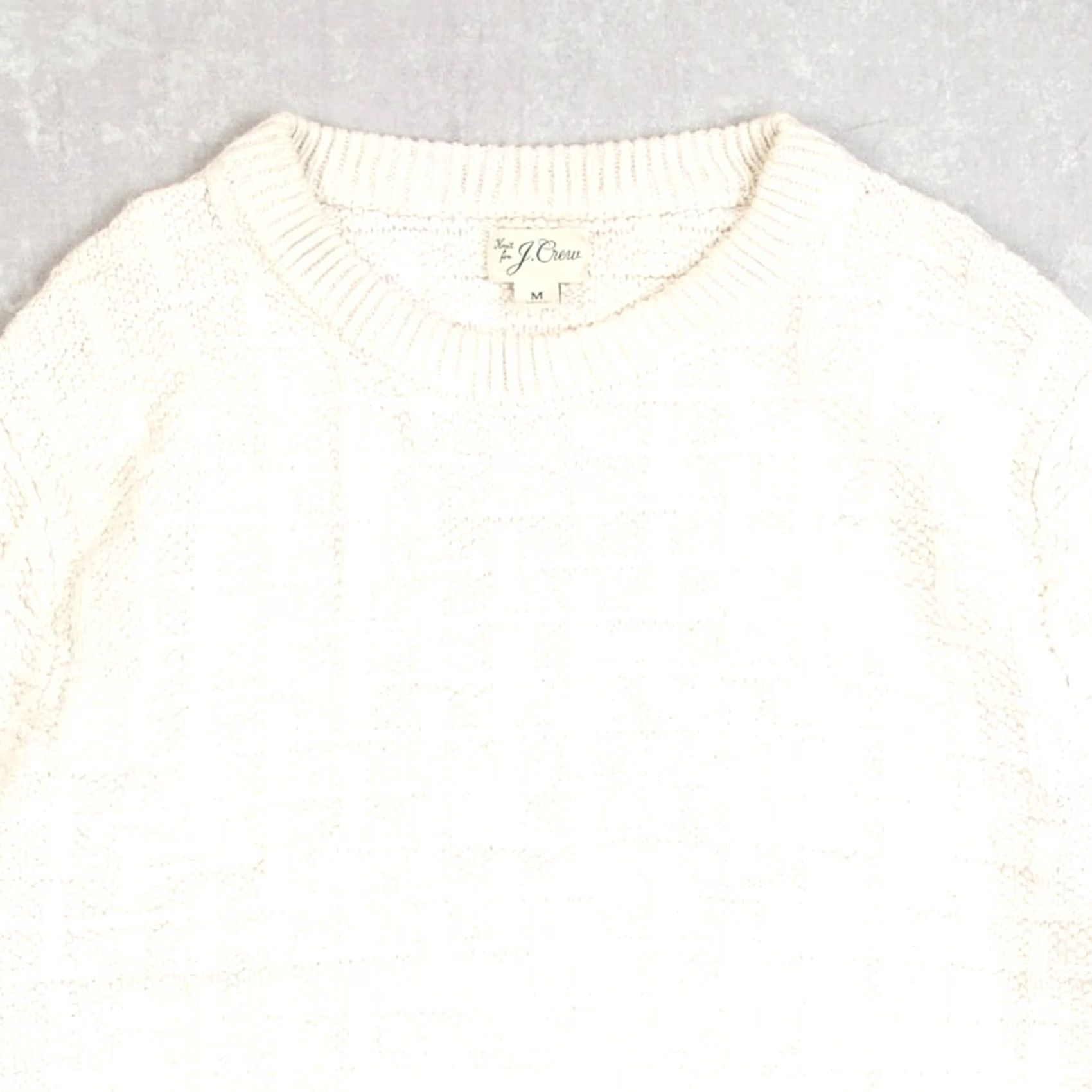 J.Crew J.Crew Men’s Vintage 1990s Grid Structured Knitted Jumper Medium Cream Jumper Size US M / EU 48-50 / 2 - 3 Thumbnail