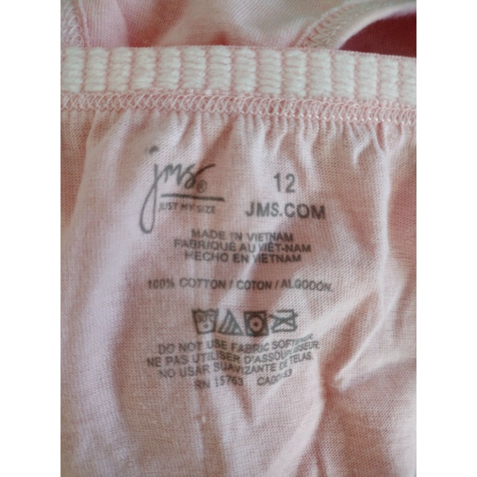 Vintage JUST MY SIZE Briefs Women 100% Cotton Pink Size 12, Moisture Wicking, Mid Rise, Regular, 1 Pack Size ONE SIZE - 5 Thumbnail