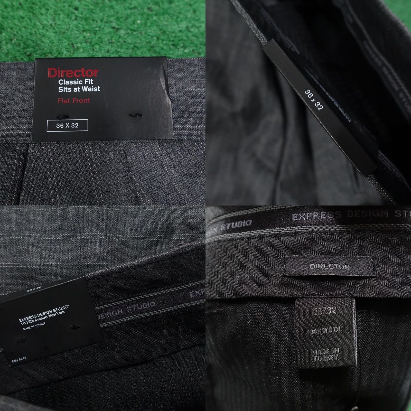 Express Express Director Pants Mens 36x32 Wool Pinstripe Dress Flat Front Waist 37 Size US 36 / EU 52 - 8 Thumbnail