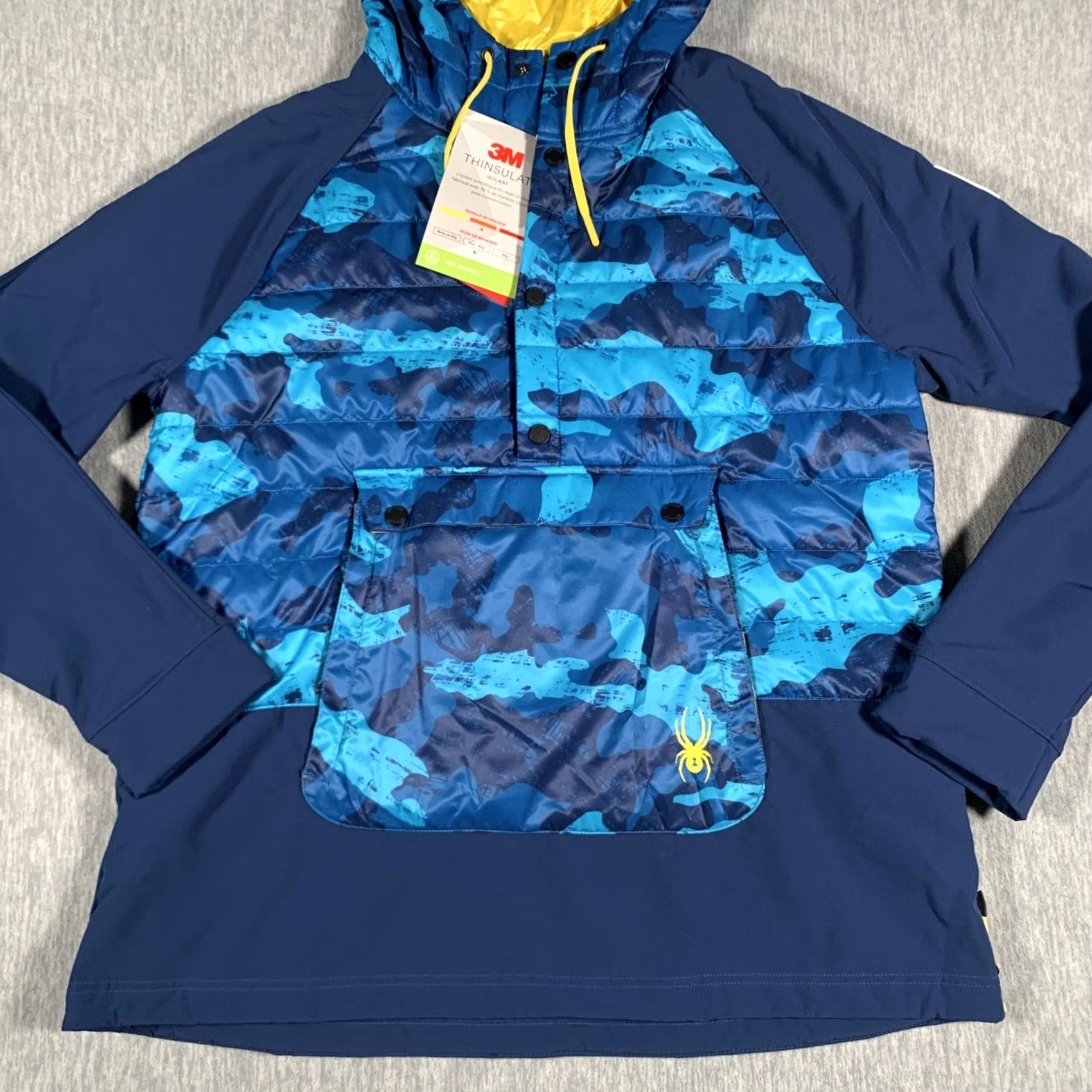 Spyder Spyder Jacket Womens Large Blue Camo Glissade Hybrid Anorak Insulated Hooded Size L / US 10 / IT 46 - 3 Thumbnail