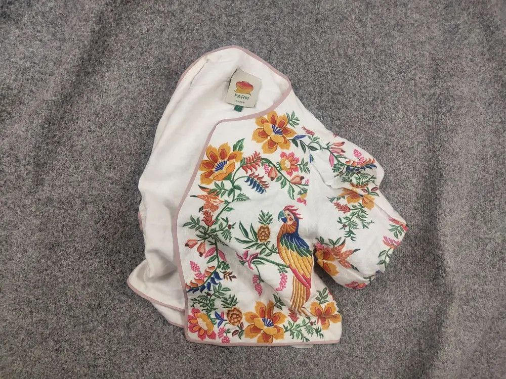 Farm Rio Farm Rio Delicate Forest Scarves Short Linen Blouse Sleeve Size S / US 4 / IT 40 - 1 Thumbnail