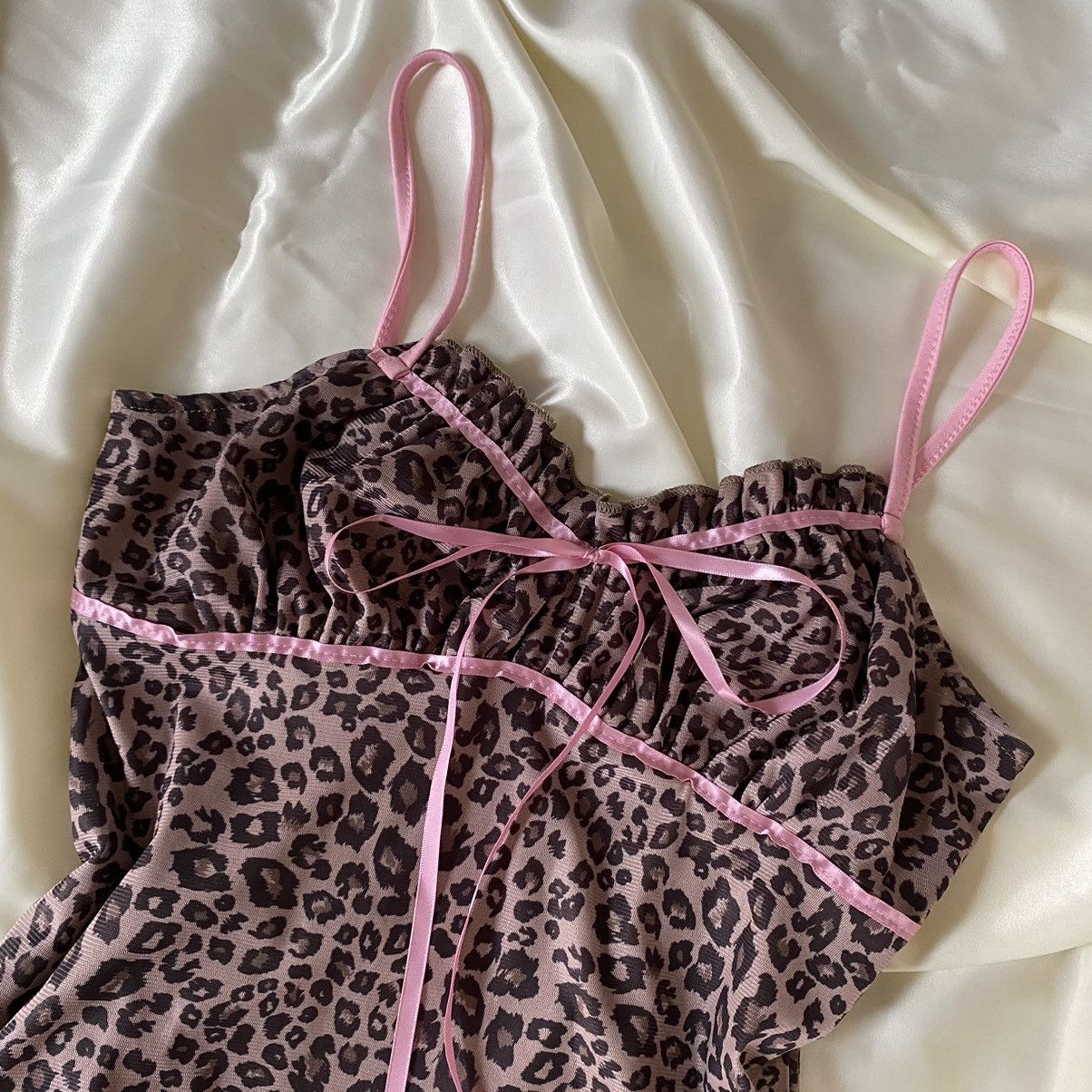 Vintage Vintage leopard rose pink coquette vest top Size S / US 4 / IT 40 - 4 Thumbnail