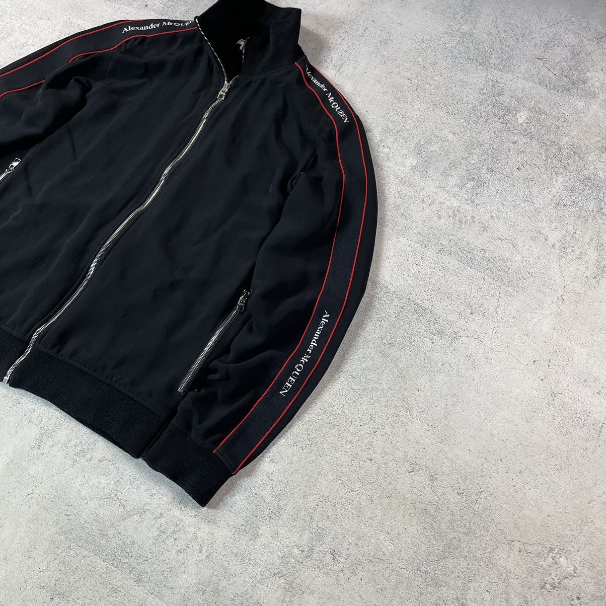 Alexander McQueen Alexander McQueen Black Tape Crepe Logo Track Jacket Size US XL / EU 56 / 4 - 3 Thumbnail