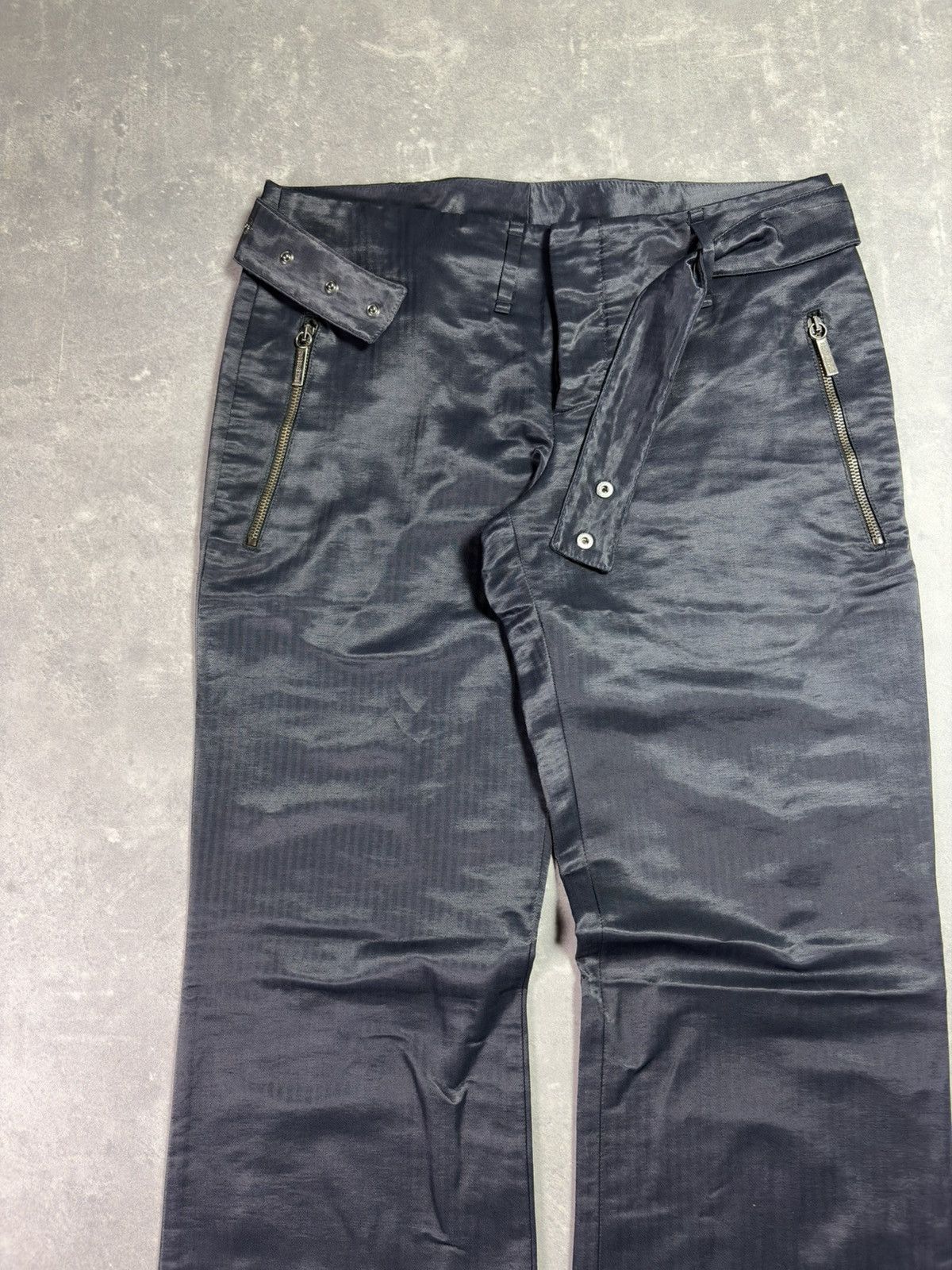 Dirk Bikkembergs 00s Dirk Bikkembergs Wide Leg Striped Belted Pants Flared 48 Size US 32 / EU 48 - 3 Thumbnail