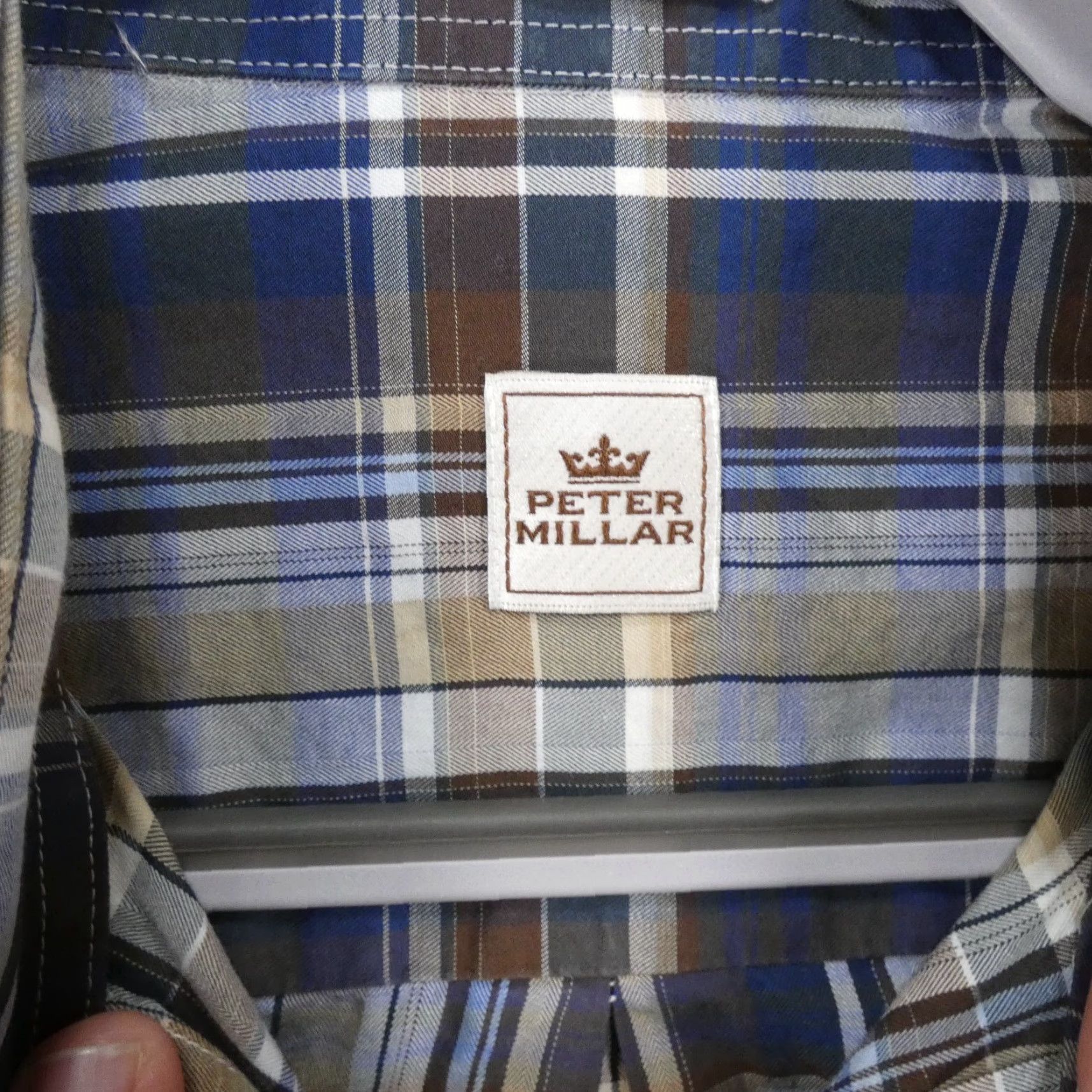 Peter Millar Peter Millar Shirt Mens Medium Long Sleeve Button-Up Plaid Brown Blue Size US M / EU 48-50 / 2 - 7 Thumbnail