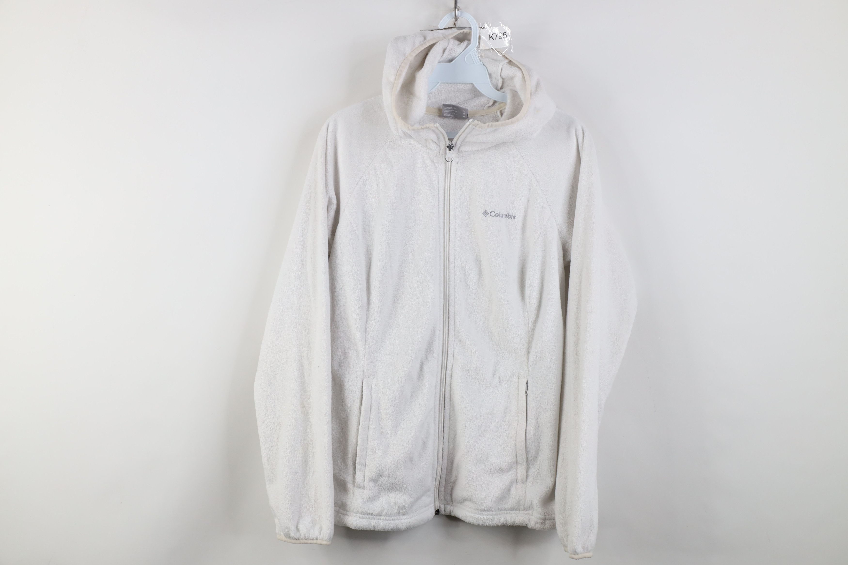 Columbia Vintage Y2K Columbia Fleece Full Zip Hooded Jacket White Size M / US 6-8 / IT 42-44 - 1 Thumbnail