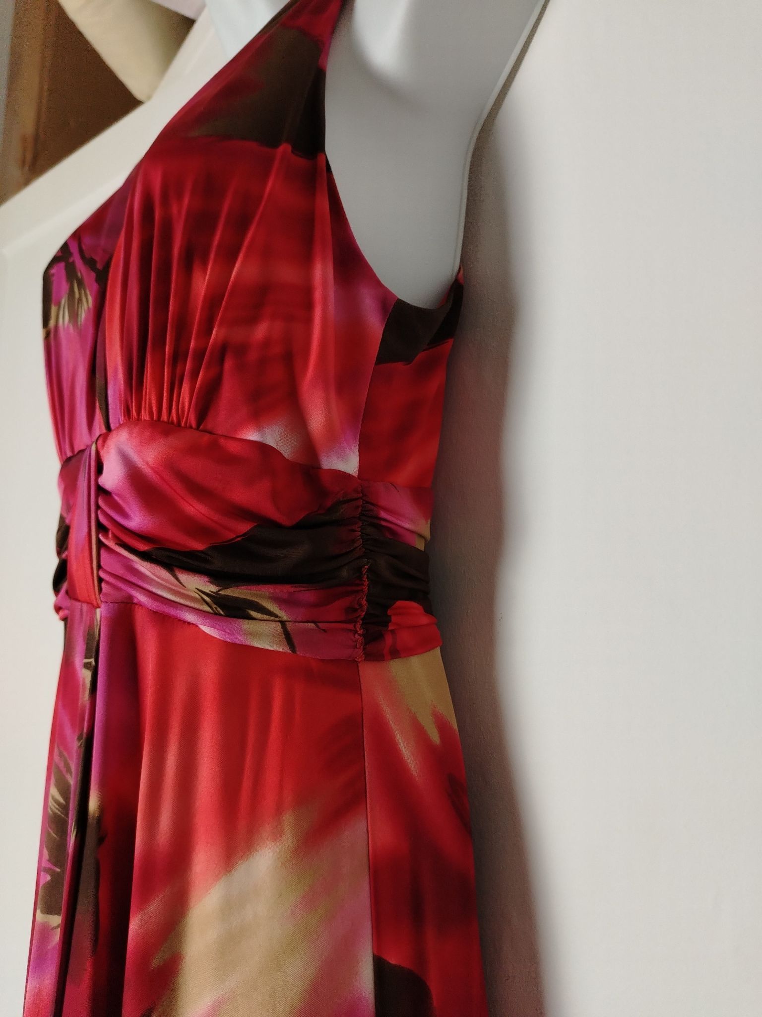 Other Pre-Loved Maxi Dress Women's 12 Pink Halter Neck Ruched Size XL / US 12-14 / IT 48-50 - 8 Thumbnail