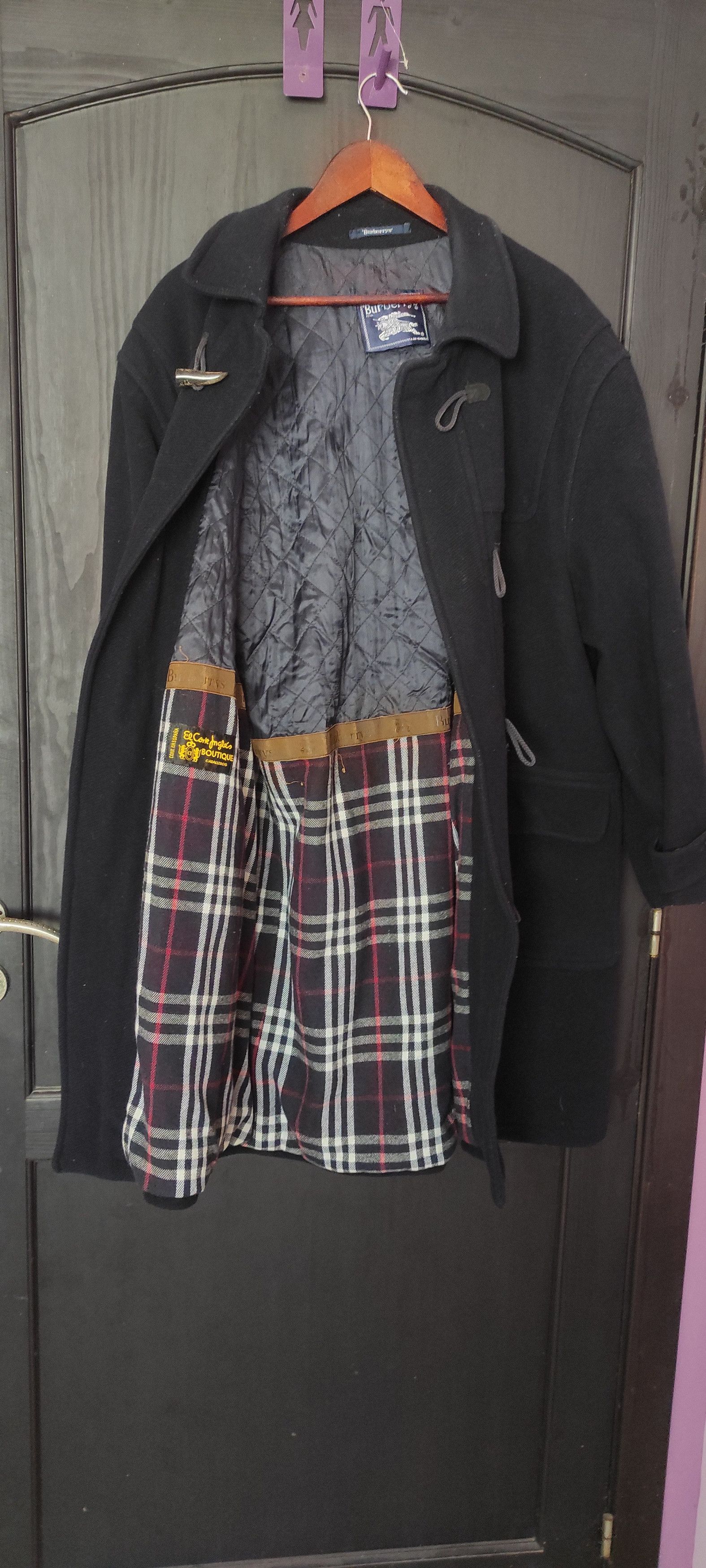 Burberry × Vintage Burberrys Mens Nova Check Wool Duffle Coat Made In Spain Size US L / EU 52-54 / 3 - 18 Thumbnail