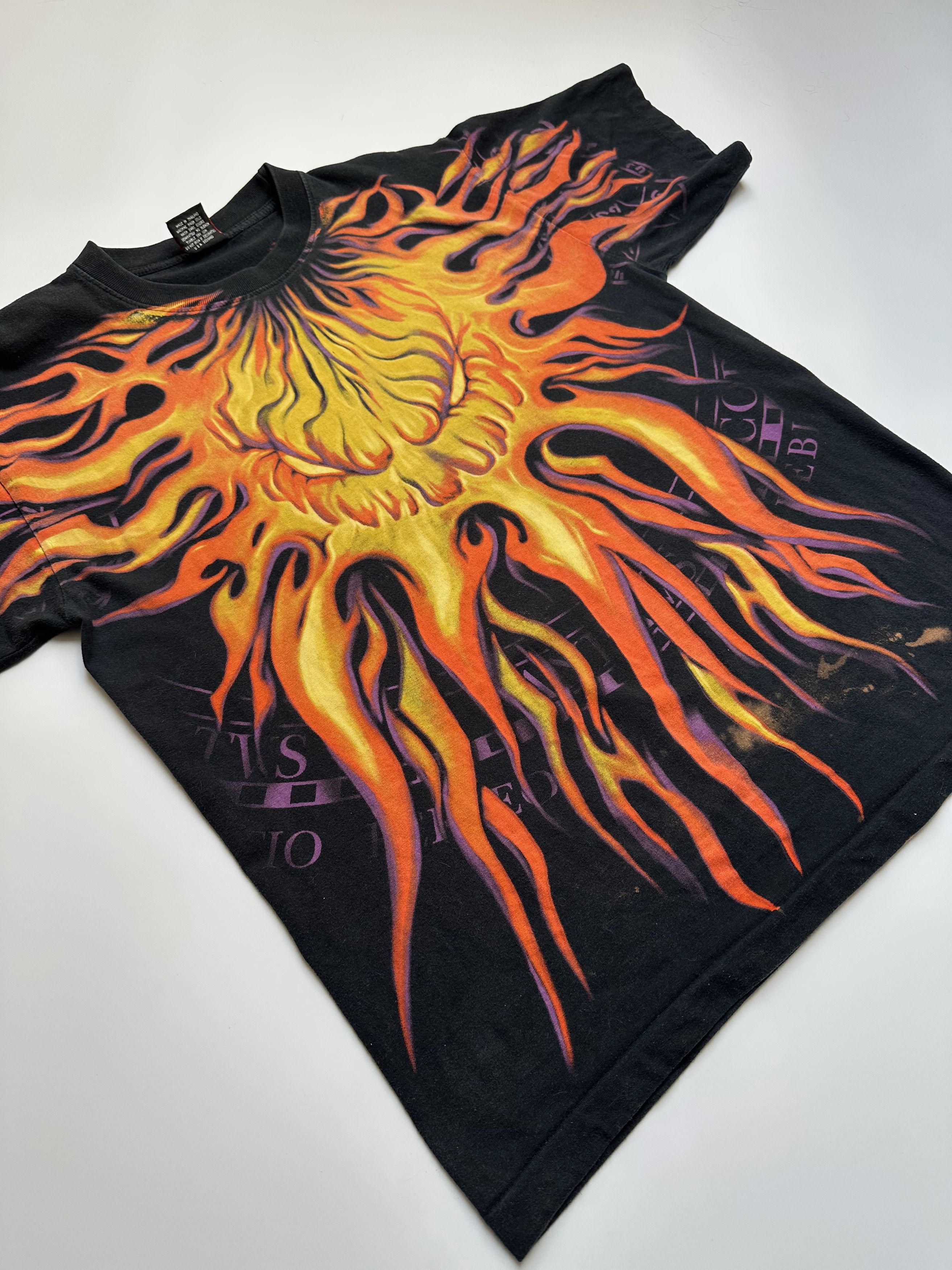 Vintage Vintage Rock Eagle Flame fire t shirt faded black over print Size US L / EU 52-54 / 3 - 1 Thumbnail