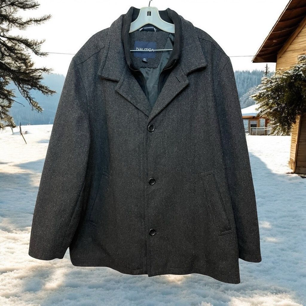 Nautica Nautica Wool Blend Overcoat Coat Jacket Dark Gray Black XXL Size US XXL / EU 58 / 5 - 1 Thumbnail