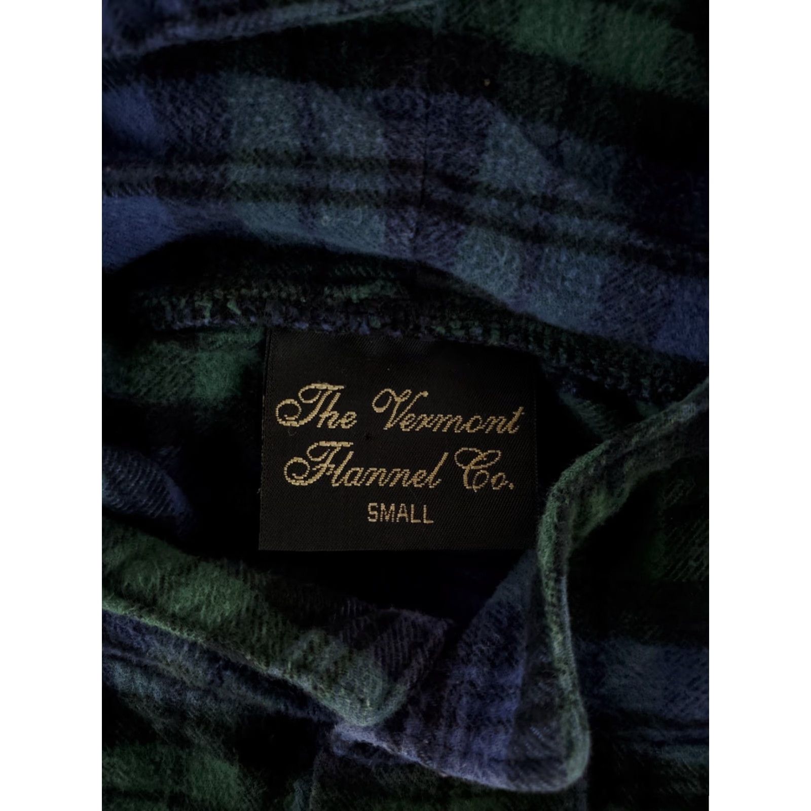 Vintage Vermont Flannel Hoodie Pullover Blue Green Plaid Long Sleeve Mens S Size US S / EU 44-46 / 1 - 4 Thumbnail