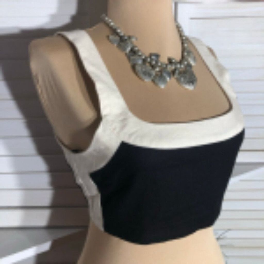 7 For All Mankind Colorblock Cropped Top Square Neckline Black/White sz XS Size XS / US 0-2 / IT 36-38 - 8 Thumbnail