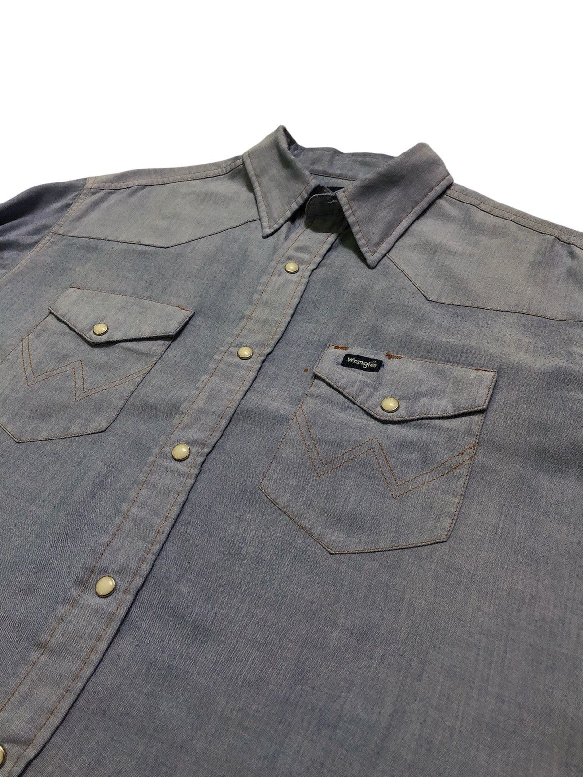 Vintage × Wrangler Vintage Wrangler Chambray 90s Long Sleeve Button Up -LS002 Size US L / EU 52-54 / 3 - 7 Thumbnail