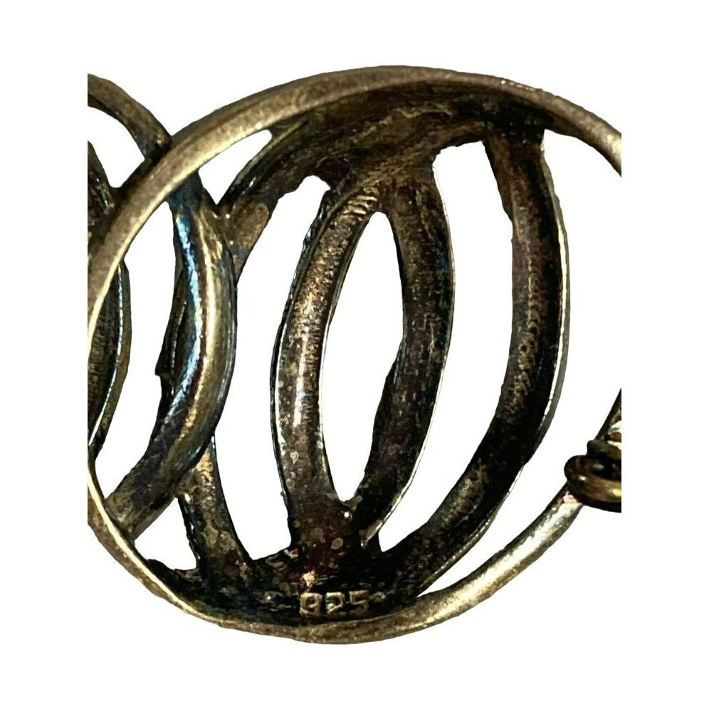 Other Vintage 925 Sterling Silver Double Circle Wreath Brooch Pin Size ONE SIZE - 4 Thumbnail